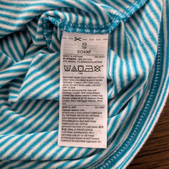 Gap Featherweight long sleeve T shirt blue striped size XS - Picture 10 of 16